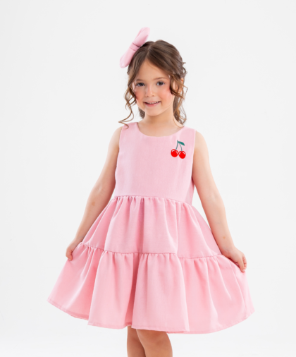 VESTIDO CEREJA ROSA BEBÊ