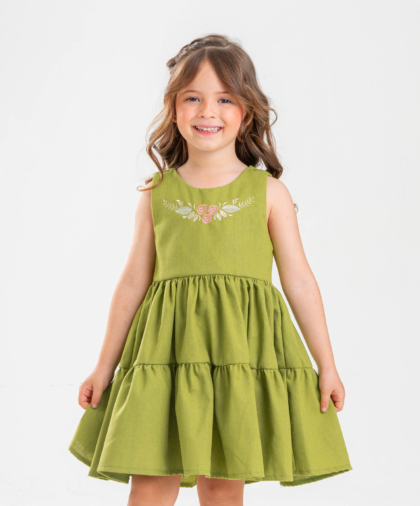 VESTIDO FLOWERS VERDE PISTACHE
